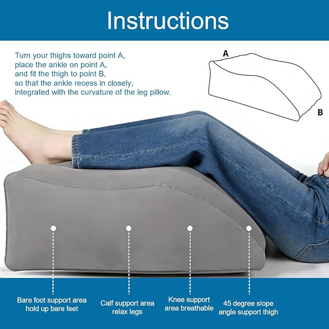 Leg Elevation Pillows for After Surgery, Inflatable Leg Elevation Wedge Pillow for Sleeping, Portable Leg Wedge Pillow for Swelling, Leg Pillow for Knee Surgery Recovery