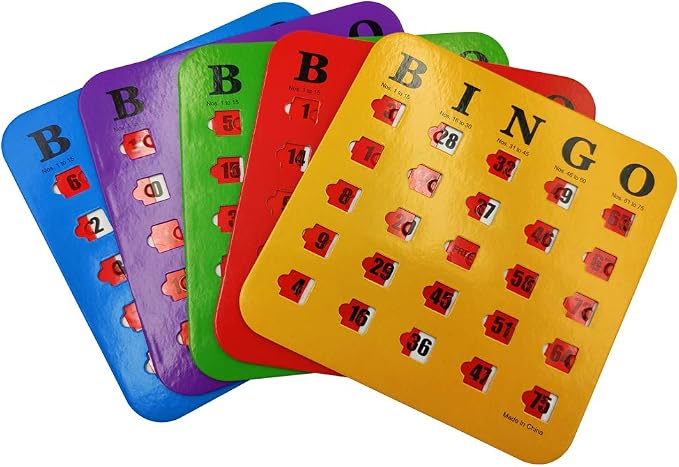 Yuanhe Deluxe Bingo Game Set - 6 Inch Metal Cage with Calling Board, 5 Shutter Slide Cards, 75 Colored Balls, for Large Group Games