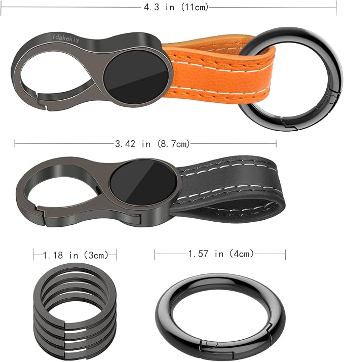 Idakekiy Key Chain with 4 Key Rings and Quick Release Carabiner Clip Leather Car Keychain for Men and Women