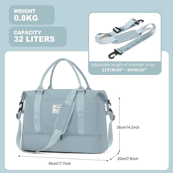 Travel Duffel Bag, Sports Tote Gym Bag, Shoulder Weekender Overnight Bag for Women