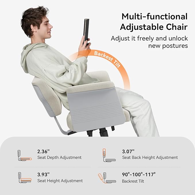 Newtral Freedom-X Criss Cross Chair with Wheels & Amrests- Cross Legged Office Chair with Laptop Tray, Multi-Position Recliner Chair, Adjustable Ergonomic Chair, Relax, Work from Home