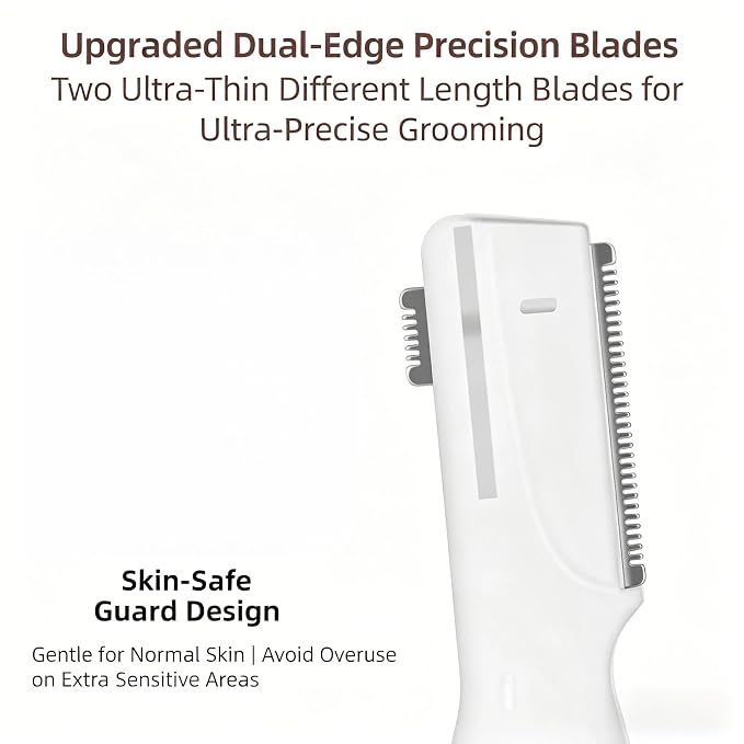 Upgraded Eyebrow Trimmer, Precision Electric Razor for Women Men, Battery Operated Painless Facial Hair Remover with Adjustable Comb & Washable Blade (Face, Upper Lip, Chin, Neck)