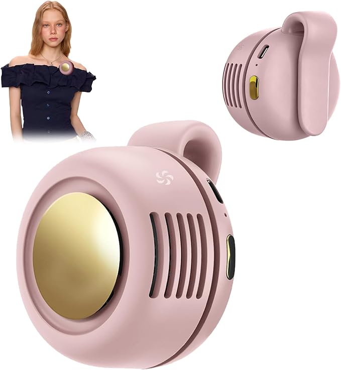 Portable Clip-On Fan, Mini USB Rechargeable 360° Rotatable Fan, Personal Fan 3-Speed Silent Mini Bladeless Fans (1 pack（Pink）)