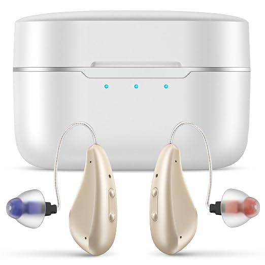 2.0 Hearing Aids for Seniors - Hearing Aids for Adults with Advanced Noise Cancellation - Easy Volume Control with Portable Charging Case