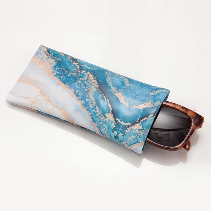 TRIUMPH VISION Eyeglass Case Glasses Case Soft Sunglass Pouch Sleeve 3 Pack | Slim Lightweight Alternative to Bulky Case, Leather Lined Protect Lens, Squeeze Easy to Use, Stylish Portable for Daily Use