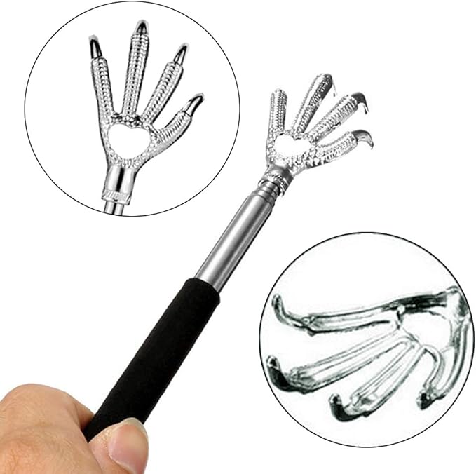 6Pack Telescopic Back Scratcher Set, Manual Extendable Black Bear Claw Scratcher for Any Age