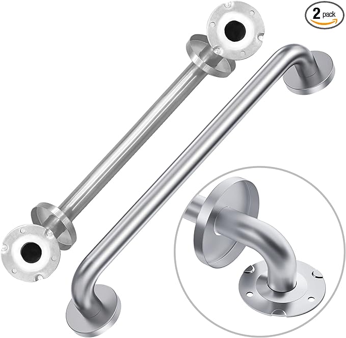 Handicap Grab Bars, 2 Pack 18 Inch Shower Grab Bar for Seniors, 304 Stainless Steel ADA Grab Bars for Bathtubs and Showers, Toilet, Safety Shower Handles for Elderly, Disabled, Injury (Brushed Nickel)