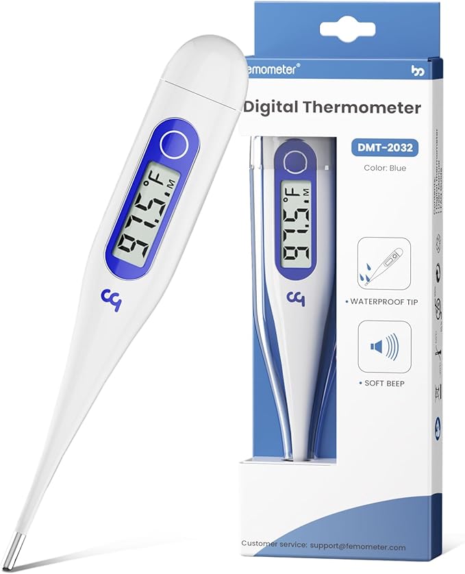 Femometer Digital Thermometer for Adults and Kids, Klein Blue | Fever Alert, Memory Recall, C/F Switchable, for Oral, Rectal or Under Arm Use