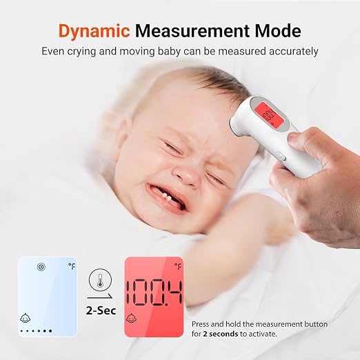iHealth Infrared Digital Thermometer for Adults, Baby, PT9L White | 3-in-1 Mode & 3-Color Prompt, Fever Alarm & Silent Mode, Forehead & Object Detection, 40 Memory Storages