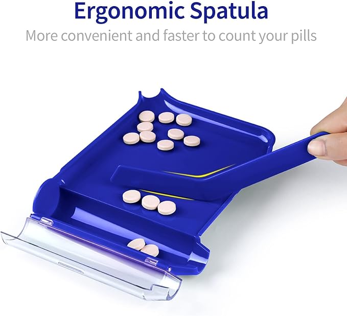 Opret Right Hand Pill Counting Tray with 2 Spatulas, Pill Counter with A Straight Spatula & A L-Spatula for Pharmacy to Count Meds Pills Tablets