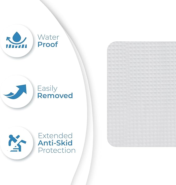 Anti Slip Shower Stickers 24 PCS, Invisible Non-Slip Shower Strips for Adults, Premium Adhesive Bath Tub Stickers (Clear)
