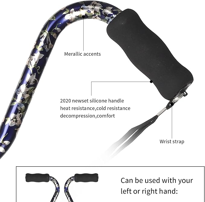 Elegant Walking Cane for Women, Foldable & Adjustable Cane for Seniors with Self-Standing Tip | Lightweight Mobility Aid for Stability & Balance Support