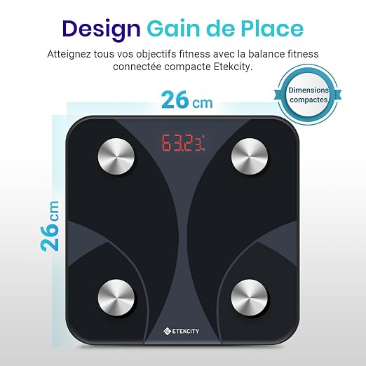 Etekcity Scales for People - Digital Personal Scales with Body Fat and Muscle Mass - 180 kg Body Fat Scale - Fitness Scale - 13 Body Values - Body Fat/BMI/Muscle Mass/Protein/BMR - Black