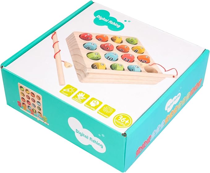 Dementia Magnetic Fishing Game, Wooden Cognitive Toy for Seniors | Alzheimer memory training toy, improves seniors fine motor skills, wooden magnetic brain exercise game