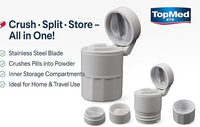 TOP Med Pill Grinder, Pill Box and Splitter 1 Count