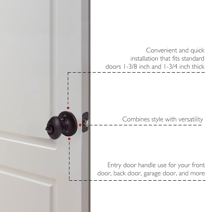 Design House 779199 Egg Keyed Entry Door Knob Matte Black | Surface, Traditional, Brass, Hardware, 779199