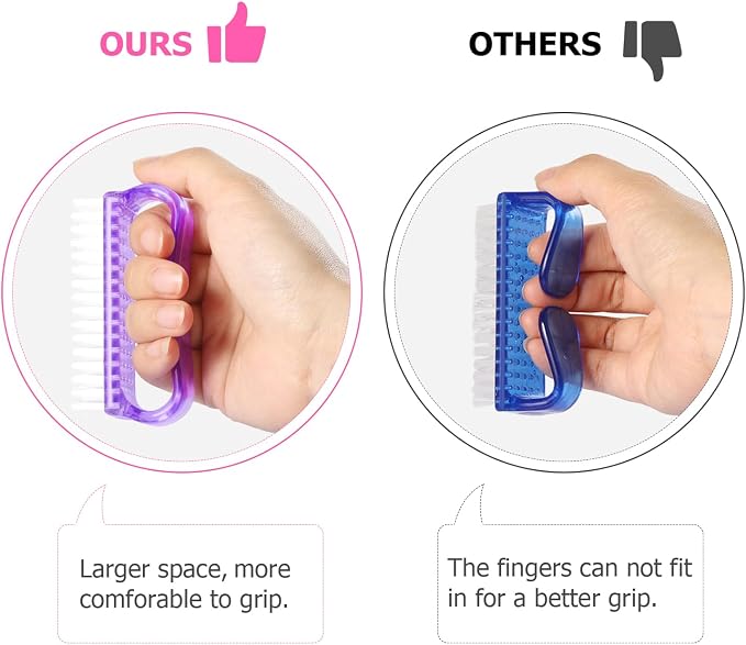 Larbois Handle Grip Nail Brush, Hand Fingernail Brush Cleaner Scrubbing Kit Pedicure for Toes and Nails Men Women (4 Pack)