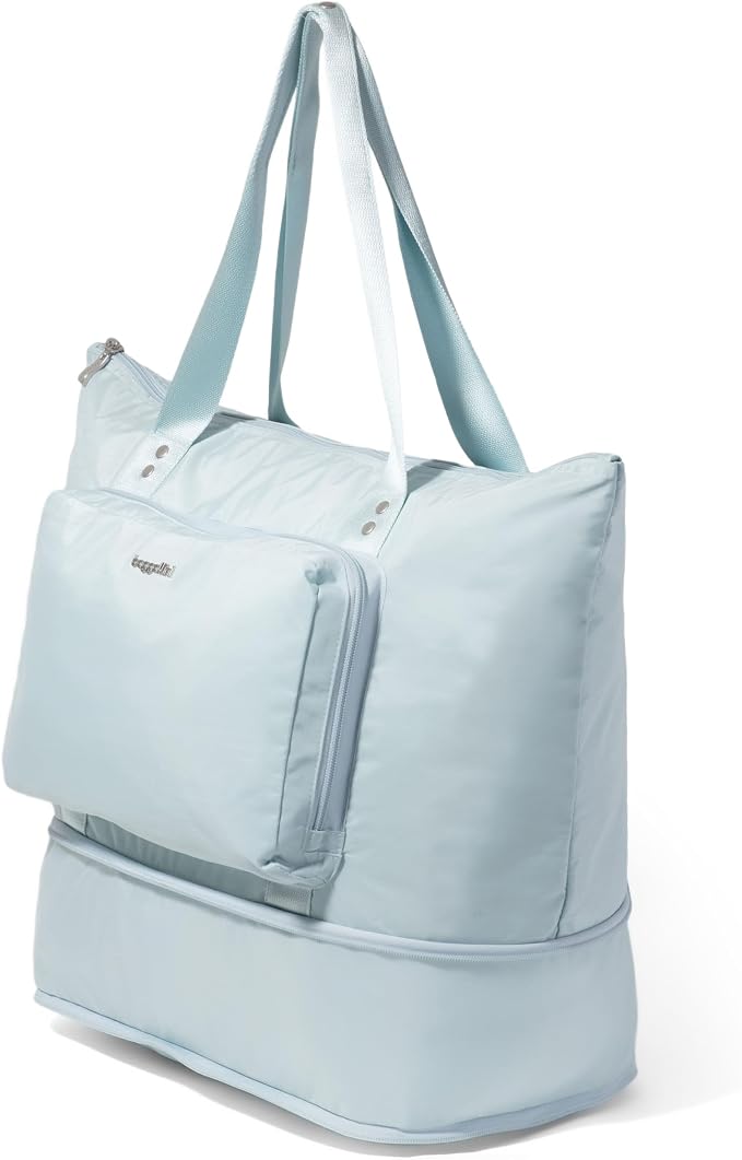 Baggallini Carryall Expandable Lightweight Travel Tote 22" Packable Folding Compact Nylon Washable Weekender w/Luggage Sleeve
