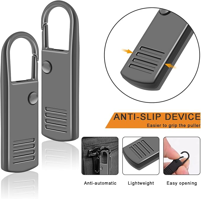 CooBigo 8 Pack GunBlack Metal Zipper Pulls - Replacement for Luggage, Backpack, Zipper Repair
