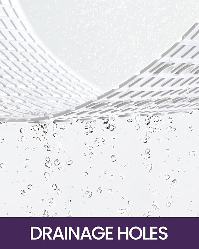 DEXI Bathtub Mat Non Slip, Extra Long 39x16, Suction Cups, Drain Holes, Machine Washable for Tub Shower Floor, White