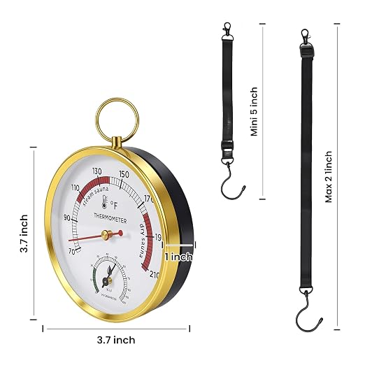Sauna Thermometer Fahrenheit, 2-in-1 Thermometer and Hygrometer, Precision Temperature Gauge & Thermostat for Portable Steam Sauna Box, Home Infrared Indoor Use Essential Accessory