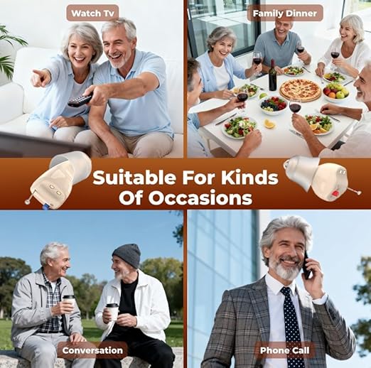 LINNER Saturn 2025 OTC Hearing Aids for Senior & Adult, Rechargeable Amplifiers with Comfort Design, Noise Cancellation for Aid & Assist Hearing, Discreet & Nearly Invisible In-Ear Device (Beige)