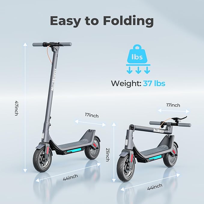Electric Scooter, Electric Scooter Adults 500W,31 Miles Long Range,10in Tubeless Tires, 15.5mph E Scooter with Smart APP Control for Commuting, Outdoor, Short Travel Gift