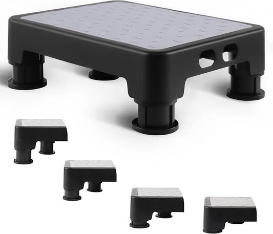 COOL-ANGLE Adjustable Step Stool for High Beds & SUV - Non-Slip Mobility Platform for Seniors, 650lbs Capacity, 3 Heights (3.4"-5.4"), Wide Safety Base for Car & Bath, 16.5"x12.6", Gray