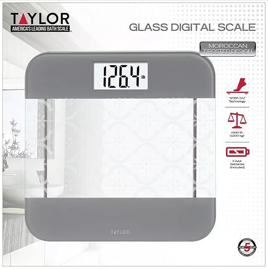 Taylor – Digital Glass Body Composition Scale – Moroccan Frosted Design Clear/Gray