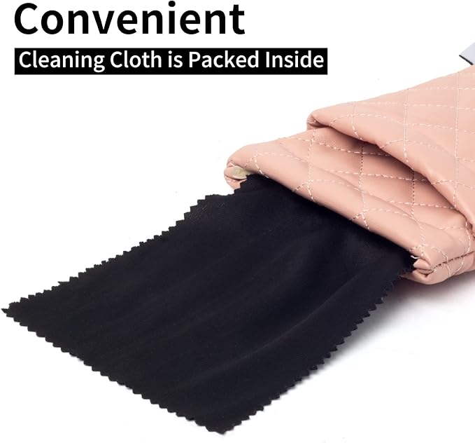 Face Shadow Double Glasses Case Soft Eyeglass Case For Women Men Squeeze Top Sunglasses Case With Cleaning Cloth