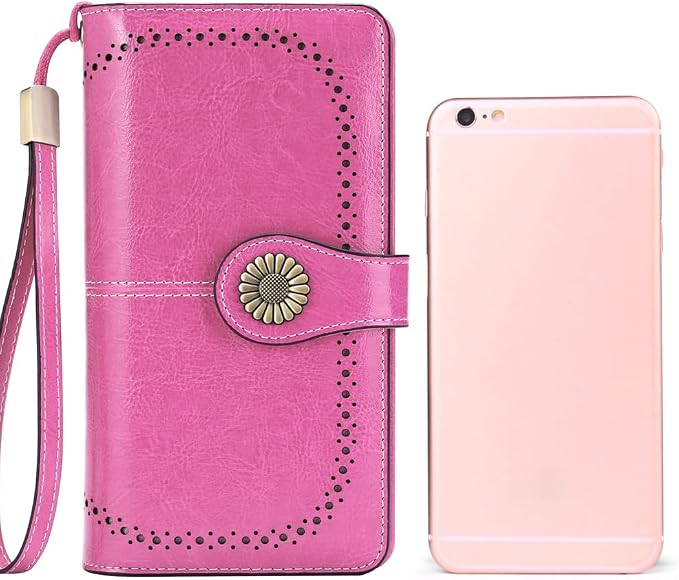 SENDEFN Wallets for Women Leather Credit Card Holder with RFID Blocking Large Capacity Wristlet | with RFID Blocking