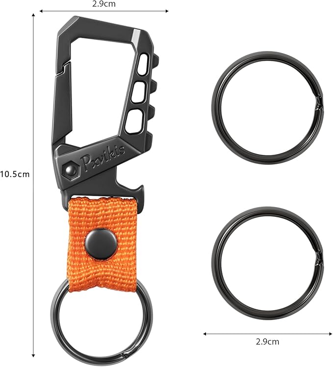 Metal heavy duty key chain carabiner clip bottle opener wrist lanyard ring car key fob unisex for men and women