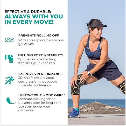 Modvel 2 Pack Knee Brace for Women & Men - Workout Knees Compression Sleeve for Knee Pain Relief Joint Support for ACL, Arthritis, Meniscus Tear Knees Brace for Sports, Rodilleras para Gym Fitness