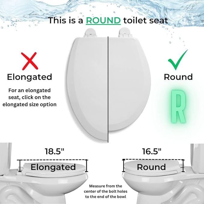 Centoco 3 inch Raised Toilet Seat for Seniors, Round, USA, White | Closed Front, Cover, Plastic, Made in the USA, 3L440STS-001
