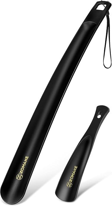 ZOMAKE Long Plastic Shoe Horn,Plastic ShoeHorn Long Handle for Seniors Men Women,Travel Small Shoe Spoon Helper(16''&7.5'')
