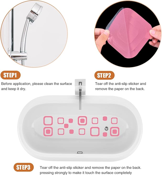 Non-Slip Bathtub Stickers, 72 PCS Safety Bathroom Tubs Showers Treads Adhesive Decals Scraper (Pink)