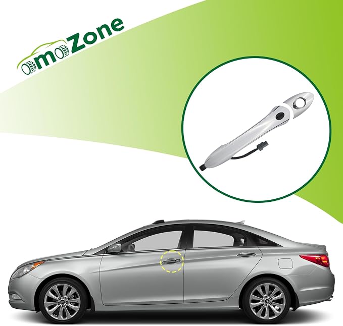 Exterior Door Handle Front Left Driver Side with Keyhole Smart Entry Keyless Compatible with 2011-2015 Hyundai Sonata Hybrid Replaces 82651-3S210 82652-3S010