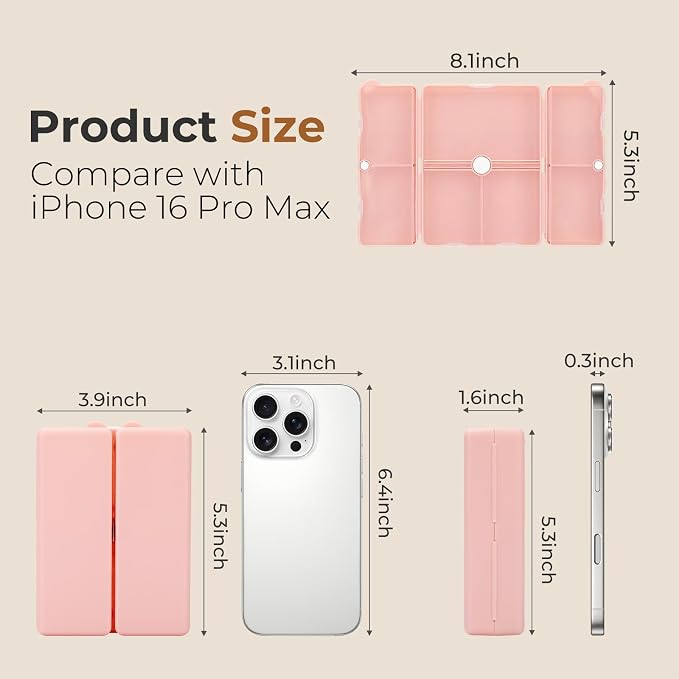FYY Daily Pill Organizer,7 Compartments Portable Travel Pill Case [Folding Design] Pill Box for Purse Pocket to Hold Vitamins,Cod Liver Oil,Supplements and Medication-Rosegold