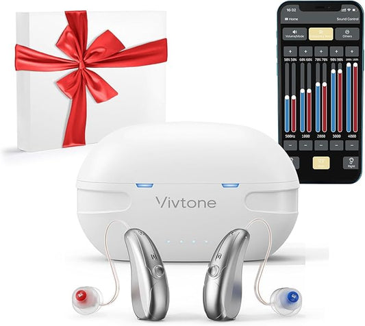 Bluetooth Hearing Aids with Phone Call & Music Streaming, APP Control for Precise Fitting, Rechargeable OTC Hearing Aids for Seniors Adults Men Women, Xpure2.0, White Case