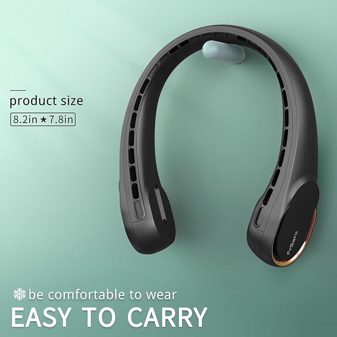 FrSara Portable Fan,Personal Neck Fans that Blow Cold Air,Upgraded 4000mAh | Long Endurance,Upgraded air volume,Easier to Use,360° Cooling,No Hair Twisting,Non-Slip Material,Rechargeable,3-Speed