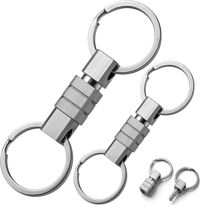 TISUR Titanium Quick Release Keychain,Detachable Pull Apart Key Chain Rings
