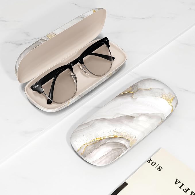 Eyeglasses Case, Portable Hard Shell Protective Case for Glasses, Eyeglass Holder Box for Women with Cleaning Cloth