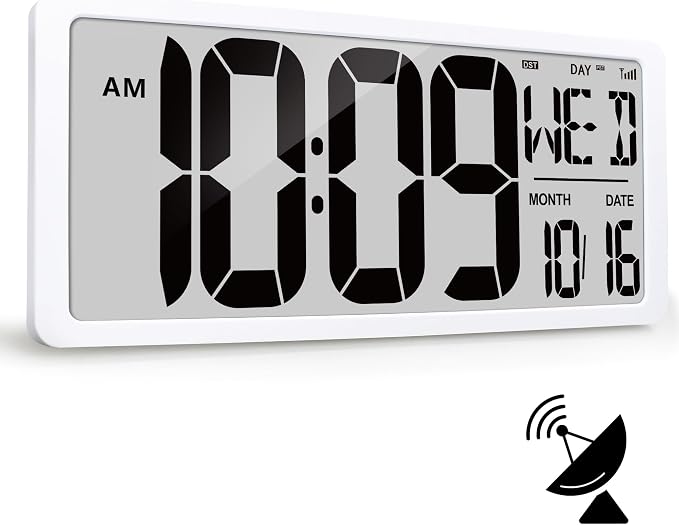 18.6" Extra Large Amotic Digital Wall Clock Battery Operated Alarm Clock with Day Date & Temperature Jumbo LCD Display Clock for Wall Bedroom Living Room Classroom Home Office