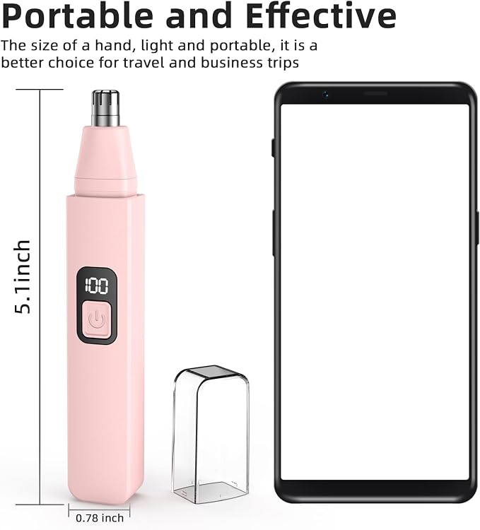 Nose Hair Trimmer Rechargeable Cordless Painless Ear Eyebrow Trimming Tool Dual Edge Blades Razor Easy Cleansing with LED Light for Man Woman