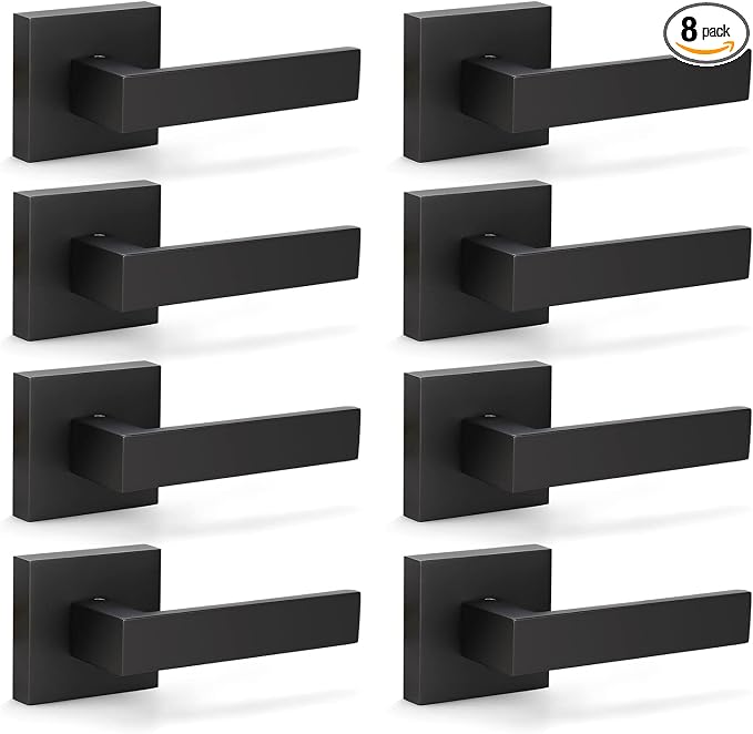 KNOBWELL Dummy Door Handles 8 Pack, Interior Door Knob, Heavy Duty 0.93 lb Non-Turning Right/Left Door Handle Levers(Only One Side Use)