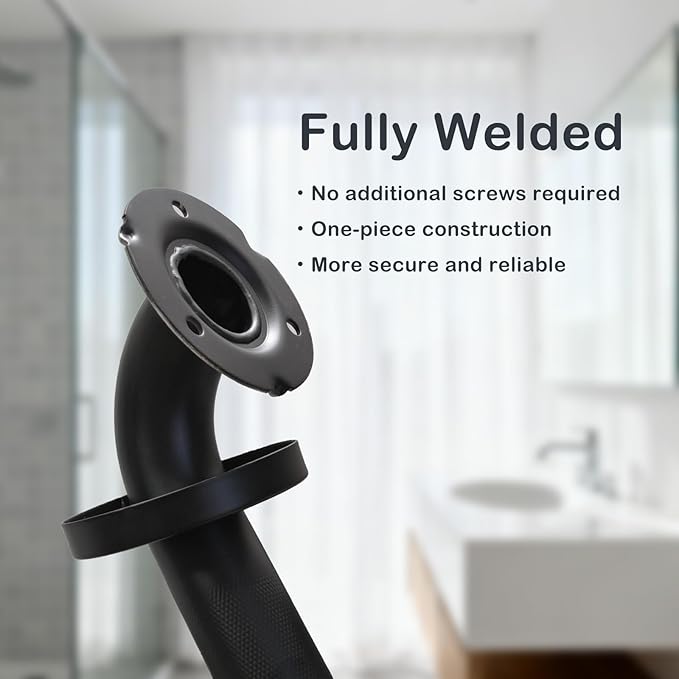 18 Inch Handicap Grab Bars, 2 Pack Stainless Steel Grab Bar for Bathtubs and Showers, Wall Mount Safety Shower Grab Bars for Seniors Injury Elderly, Matte Black Knurled