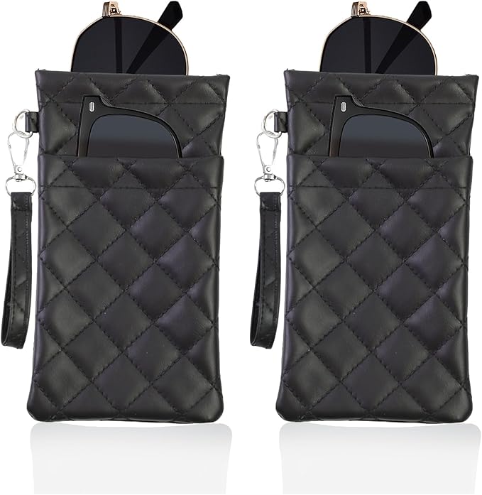 Double Eyeglass Case Soft Dual Glasses Case for Women Men Travel Squeeze Top Sunglasses Cases Eyeglasses Pouch