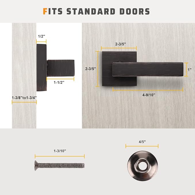 KNOBWELL Dummy Door Handles 8 Pack, Interior Door Knob Bronze Heavy Duty 0.93 lb Inactive Right/Left Door Handle Levers(Only One Side Use)