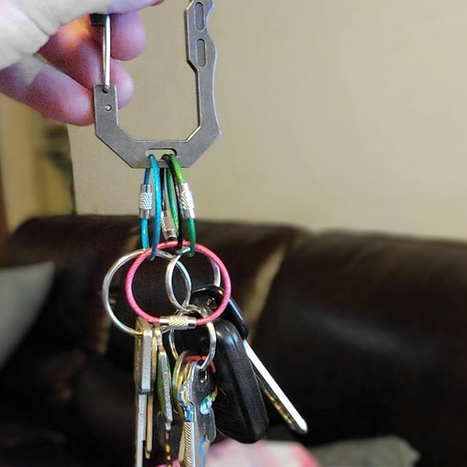 CooBigo 16 Pack Cable Key Ring 4 Inch Luggage Tag Loops Wire Key Chain Cable 2mm Key rings for Car Keys Wire Keychain Dog Tag Ring - Assorted Color