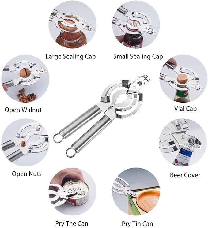Heavy Duty Bottle and Jar Opener,GTAGGEE Stainless Steel Jar Opener for Seniors with Arthritis,Weak Hands,Multi Functional Manual Can Opener for Home, Kitchen, Restaurant